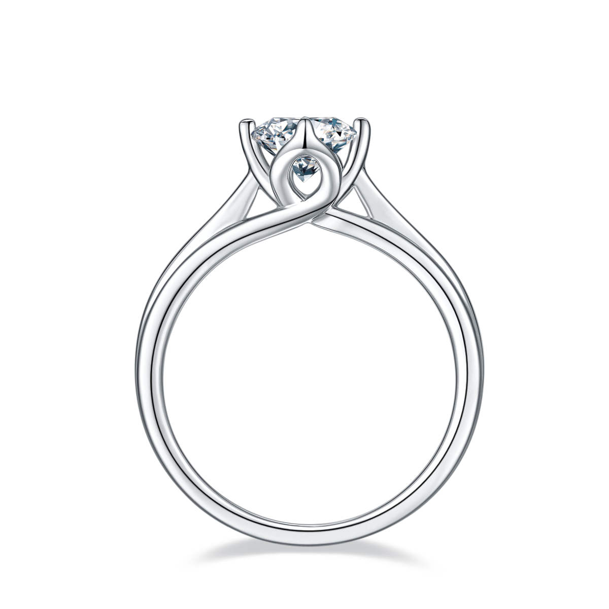Straight arm Lotus S925 Silver Plated Platinum Moissanite Women's Ring 1 Carat D-Class